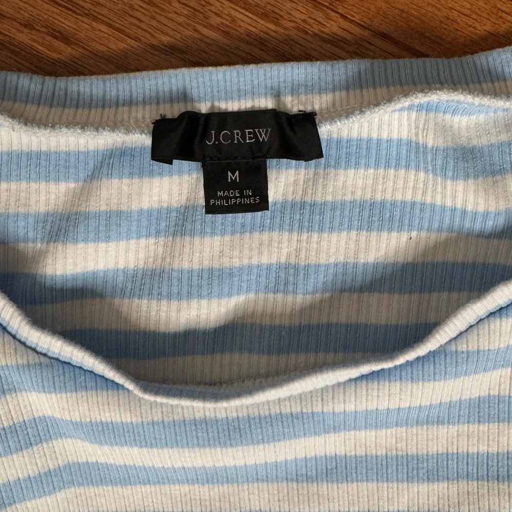 J.Crew Ribbed Striped Sleeveless Top Blue White Size M